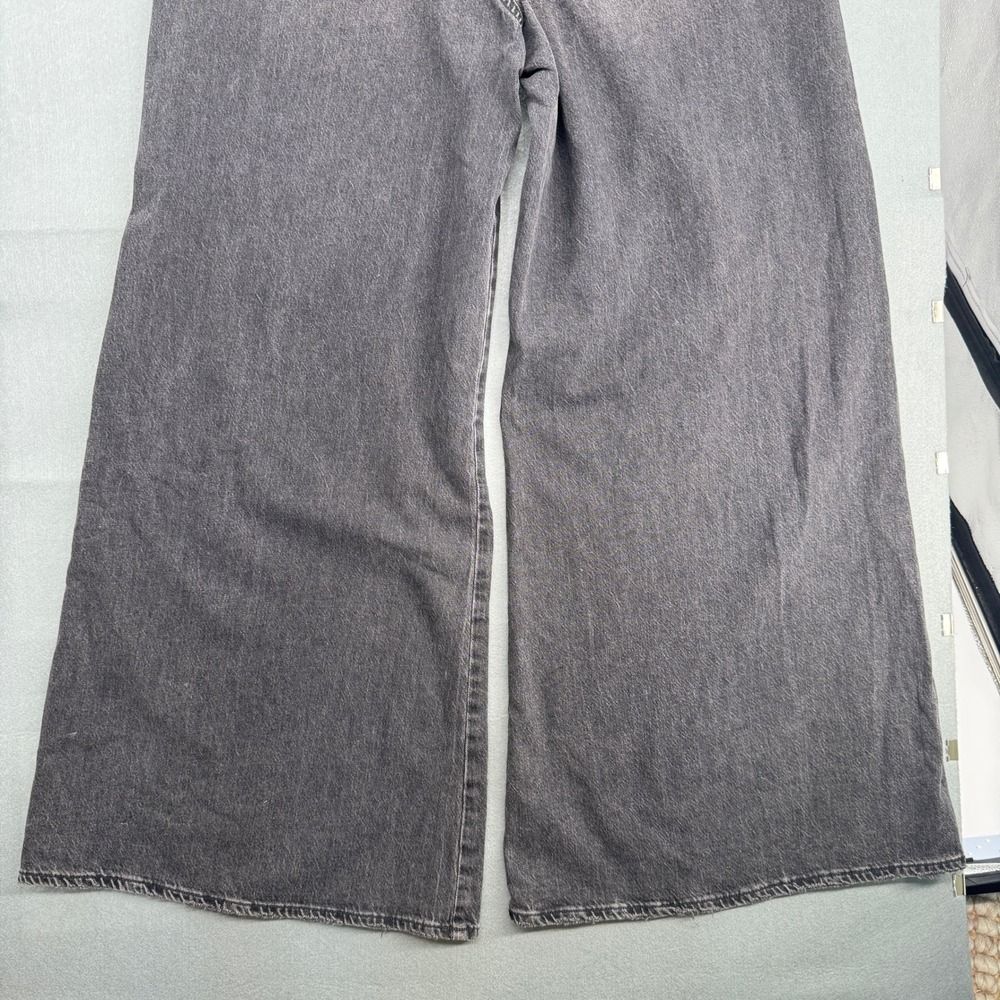American Eagle Wide Leg Jeans 16L Grey Cotton High Rise Grunge Streetwear Indie - Picture 6 of 16